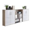 Office Edition B: 253,2 cm Sonoma Eiche/Weiß - Weiß Hochglanz/Sonoma Eiche, MODERN, Holzwerkstoff (253,2/113,6/33cm) - MID.YOU