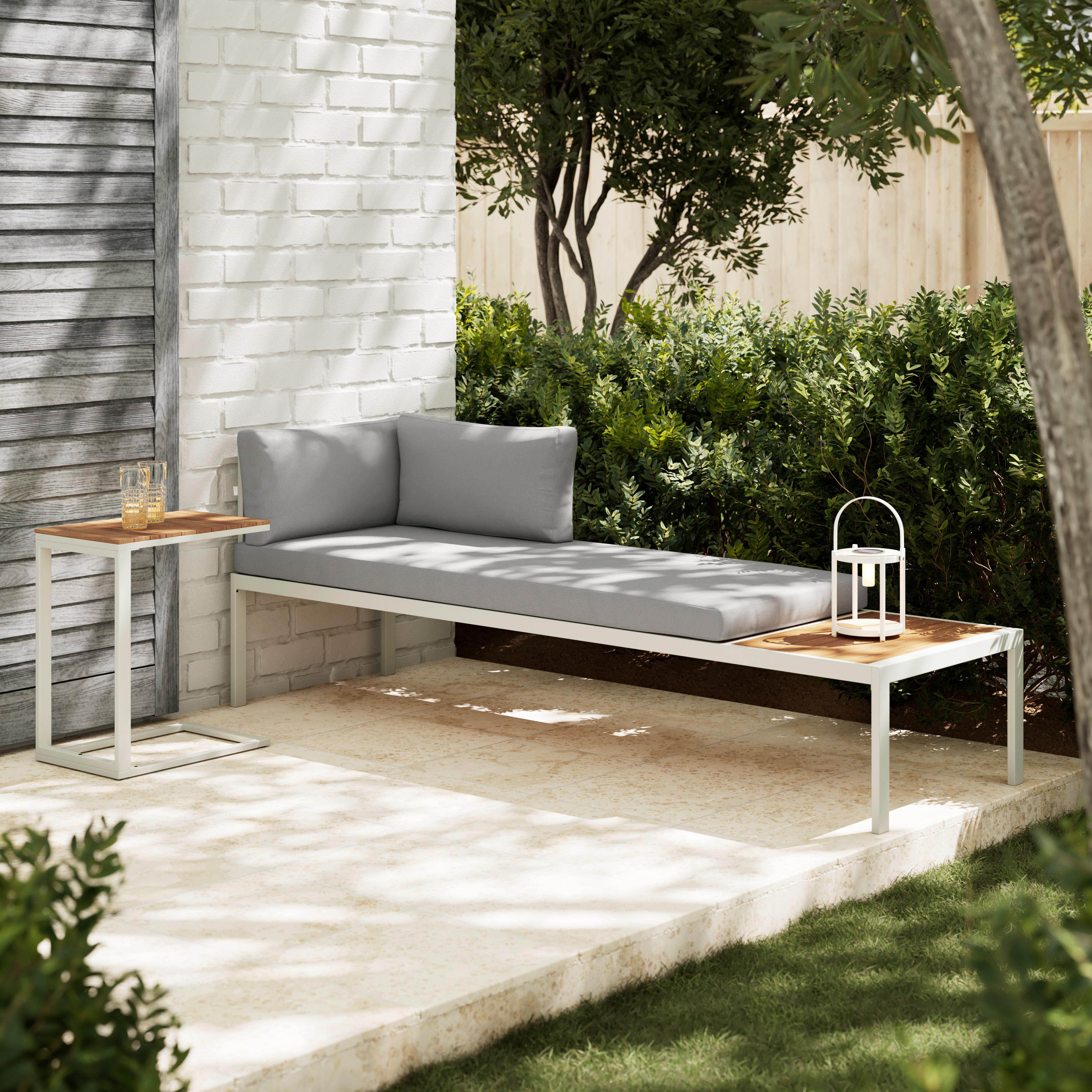 Záhradné ležadlo EDUARDO - farba akácie/sivá, Modern, kov/drevo (200/60/70cm) - Bessagi Garden