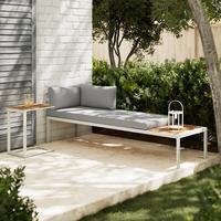 Záhradní lehátko EDUARDO - šedá/barvy akácie, Moderní, kov/dřevo (200/60/70cm) - Bessagi Garden