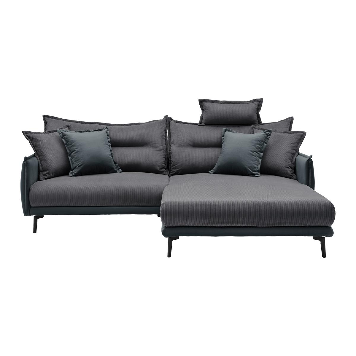 Rohová sedačka NUOVO, oboustranná, tmavě šedá - černá/tmavě šedá, Moderní, kov/textil (245/190cm) - Mömax