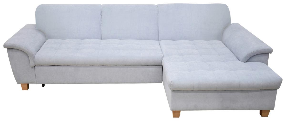 Ecksofa Mit Schlaffunktion Franzi Pastellblau Mikrofaser - Pastellblau/Eichefarben, KONVENTIONELL, Textil (279/170cm) - MID.YOU