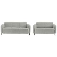 Sitzgarnitur 2-tlg. Marone Hellgrau - Hellgrau/Schwarz, MODERN, Textil (180/76/90cm) - Livetastic