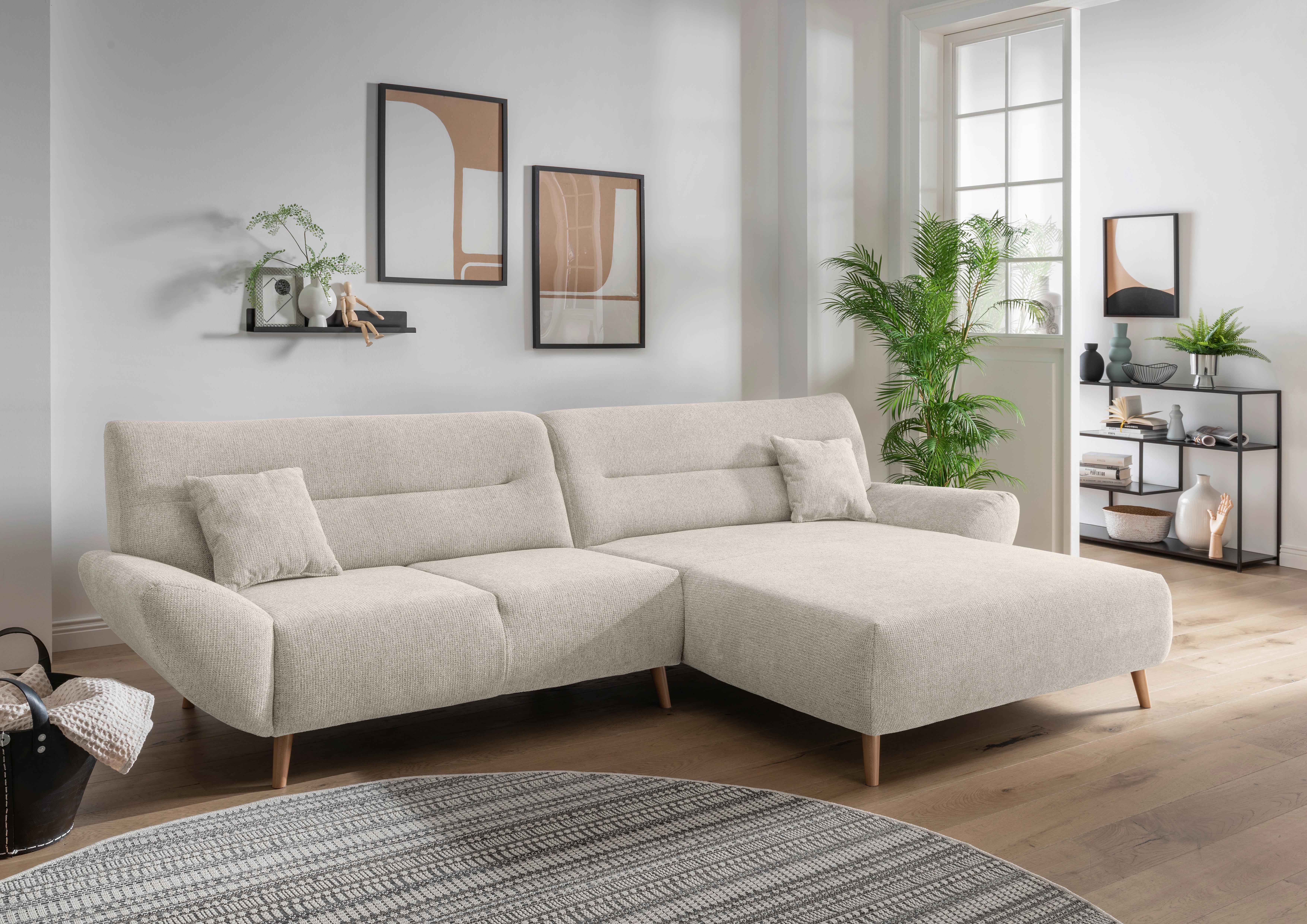 Ecksofa Chenille Beige S: 290x166 cm - Wildeiche/Beige, MODERN, Textil (290/166cm) - MID.YOU