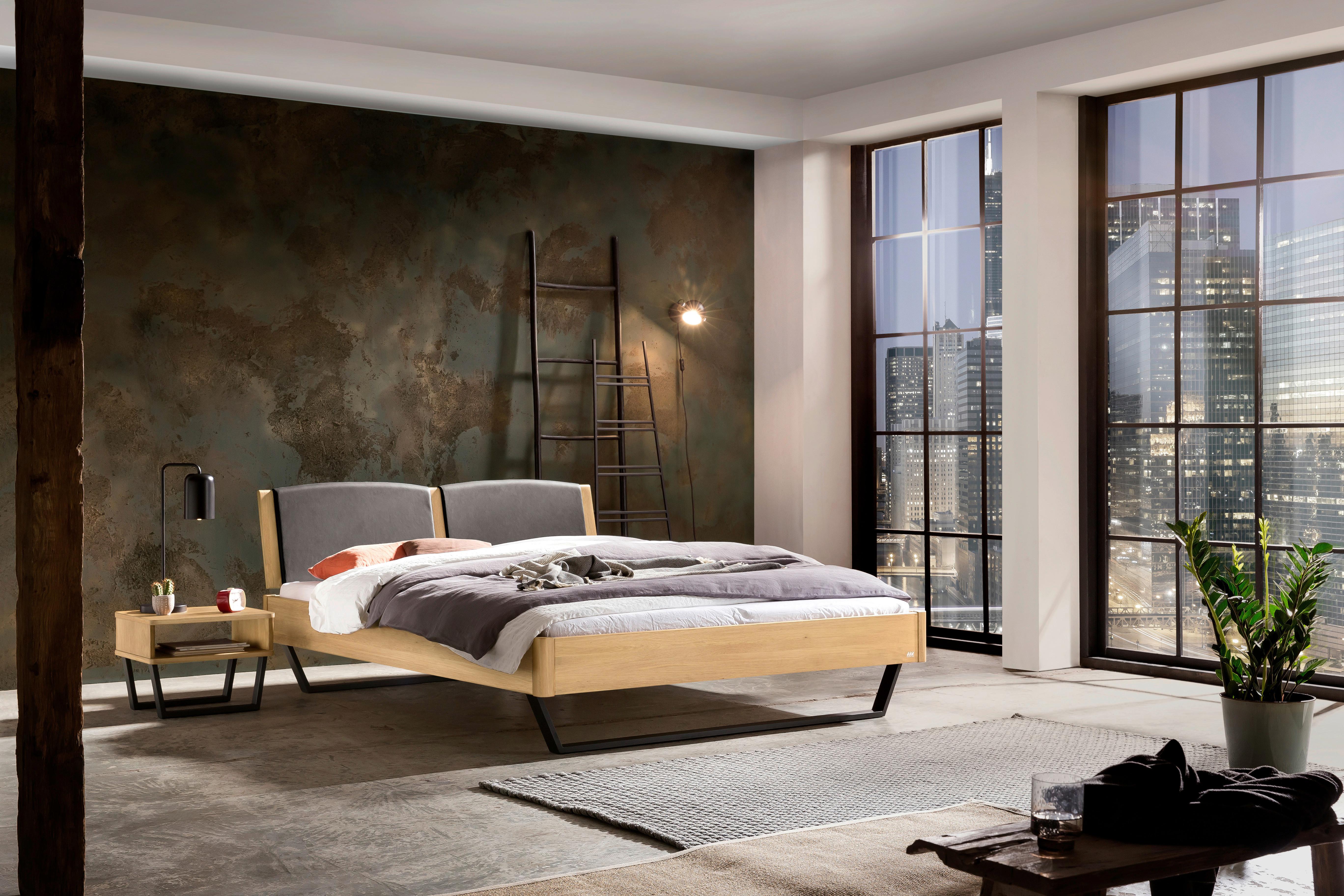 Bett Marola Eichefarben 140x200 Cm - Dunkelgrau/Eichefarben, MODERN, Holz/Textil (140/200cm) - Hasena