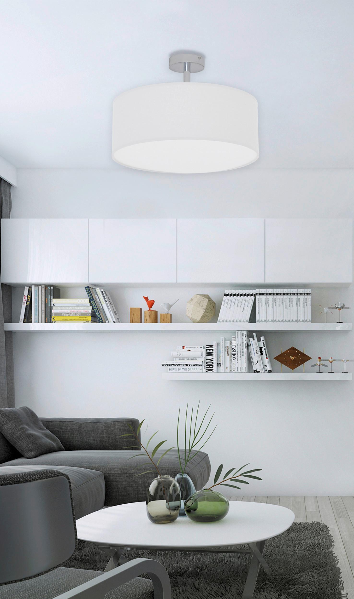 Deckenleuchte New York Ø 40 Cm 3-Flamming Mit Textilschirm - Weiß, Design, Textil/Metall (40/24cm) - Näve