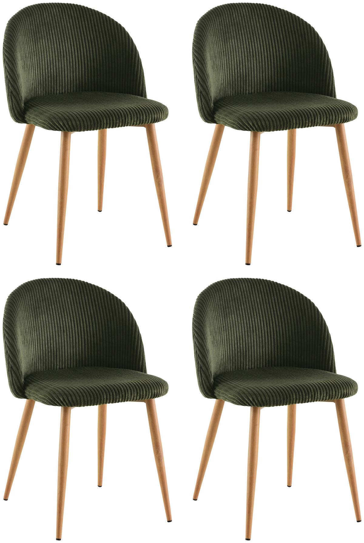 Stuhl-Set Emilio - Eichefarben/Grün, LIFESTYLE, Holz/Textil (51/78/52cm) - Livetastic