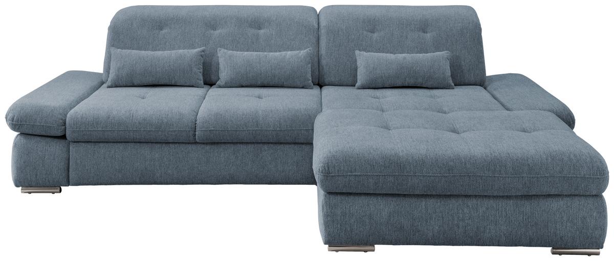 Ecksofa Mit Schlaffunktion Dalida Hellblau Chenille - Chromfarben/Hellblau, Design, Textil (300/196cm) - Livetastic