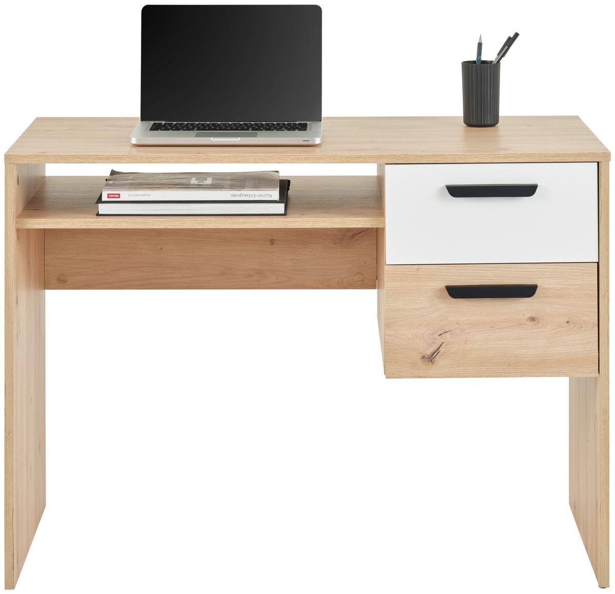 Íróasztal Basic Two 100/75 Cm - Artisan tölgy/fehér, Konventionell, faalapú anyag (100/75/50cm)