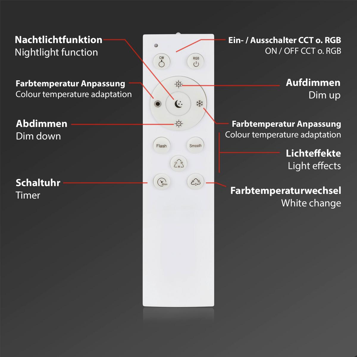 Led-deckenleuchte 3679-118 Ø 45,5 Cm Multicolor - Chromfarben/Weiß, Basics, Kunststoff/Metall (45,5/7,5cm) - Briloner
