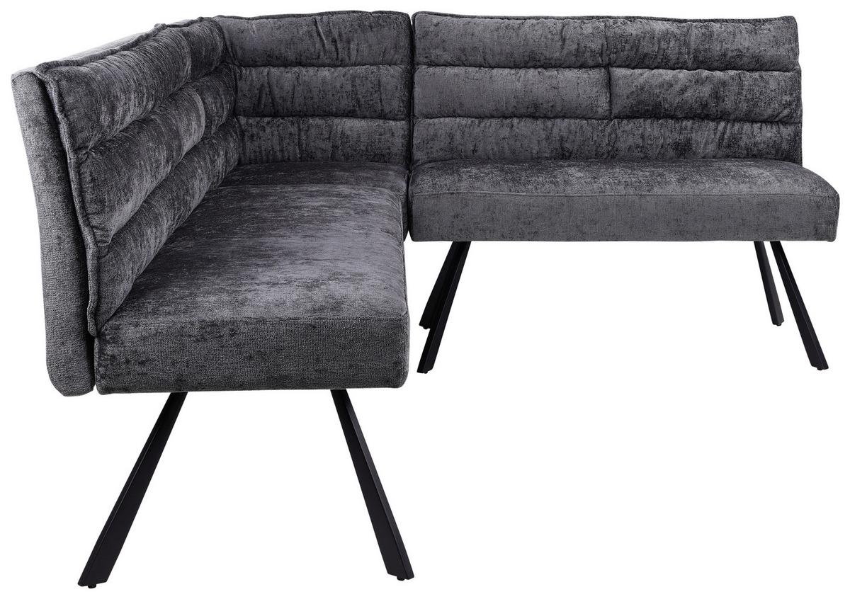 Eckbank  YURi Grau, Schenkel: 176x214 cm - Schwarz/Grau, LIFESTYLE, Textil/Metall (176-214/68/88cm) - Livetastic