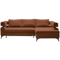 Rohová sedačka ROSALIE, pravá s úložným prostorem a lůžkem - černá/koňaková, Konvenční, kov/textil (265/184cm)
