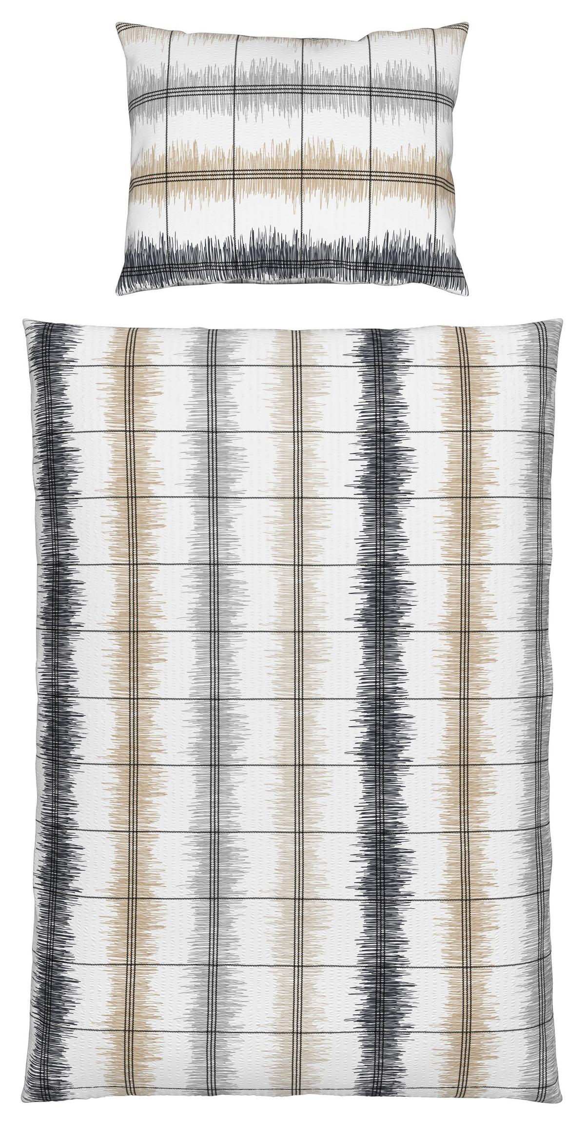 Seersucker Bettwäsche 140x200 Cm Aurelia Baumwolle Beige - Beige, MODERN, Textil (140/200cm) - Luca Bessoni