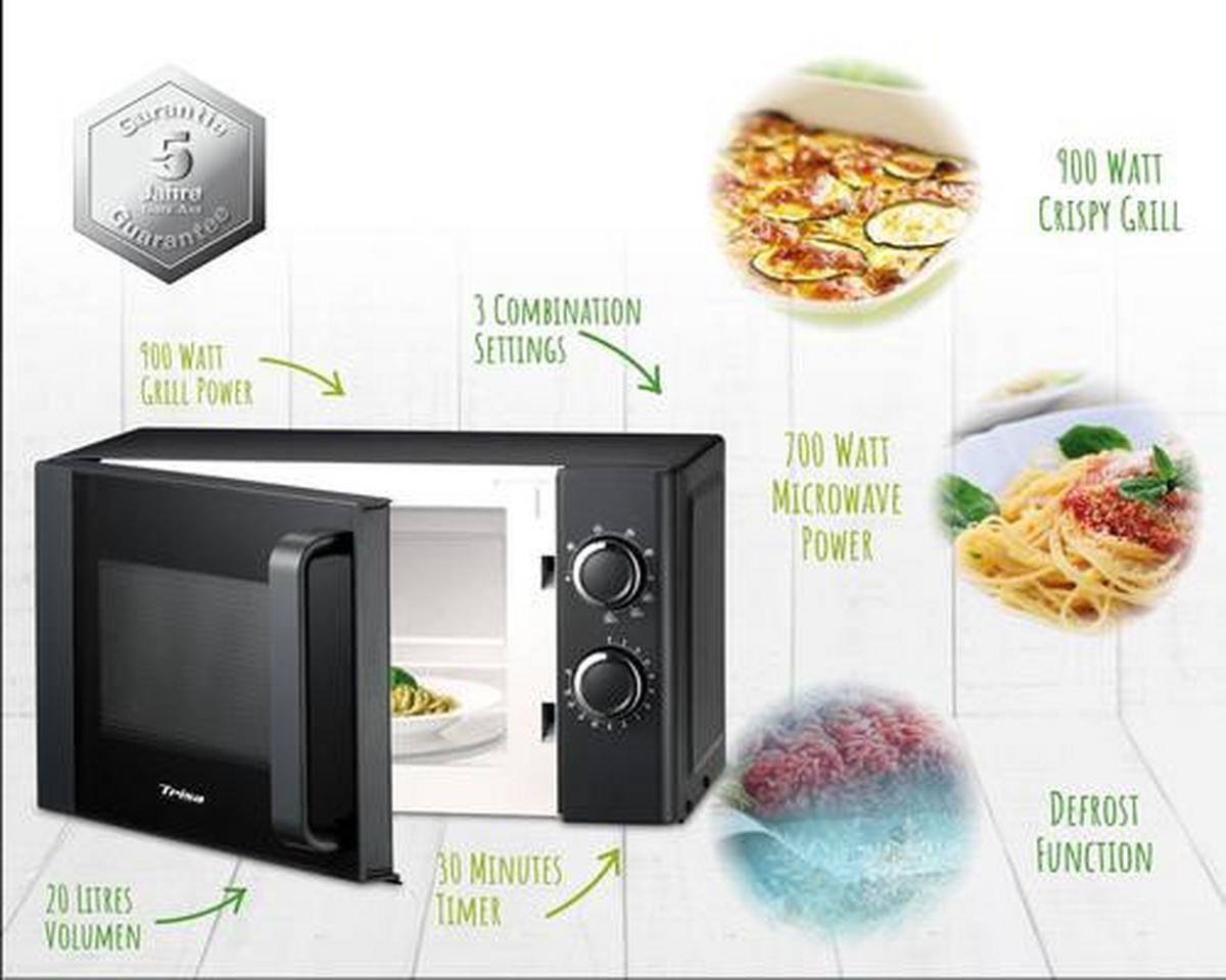 Mikrowelle Micro Grill 700 Watt 9 Leistungsstufen - Anthrazit, MODERN, Kunststoff (36/45,2/26,2cm) - Trisa Electronics