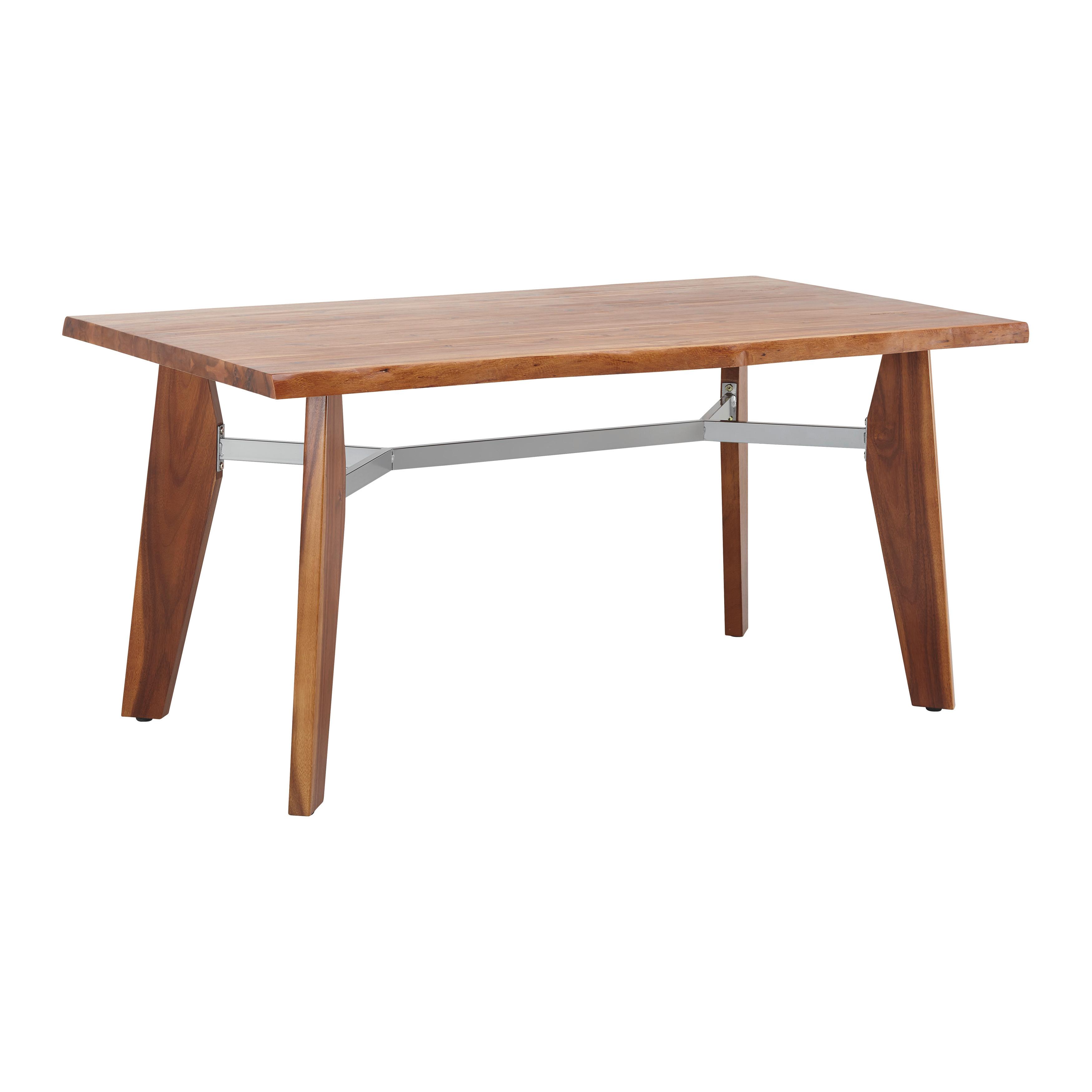 Jedálenský stôl z akácie JASPER 160x90 cm - farba akácie/sivá, Modern, kov/drevo (160/90/75cm) - Bessagi Home