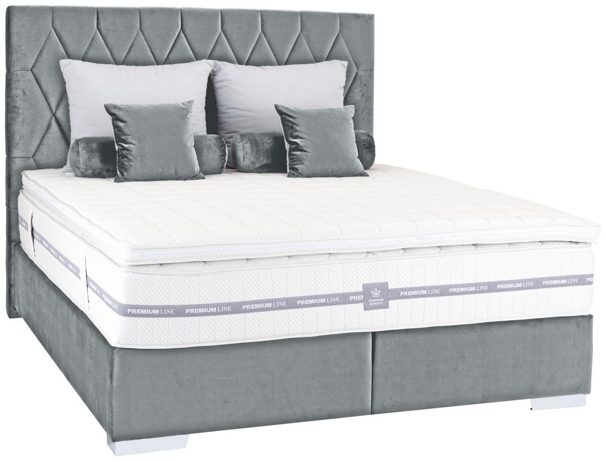 Boxspringbett mit Gepolstertem Kopfteil 160x200 cm Paula - Chromfarben/Anthrazit, MODERN, Textil (160/200cm)