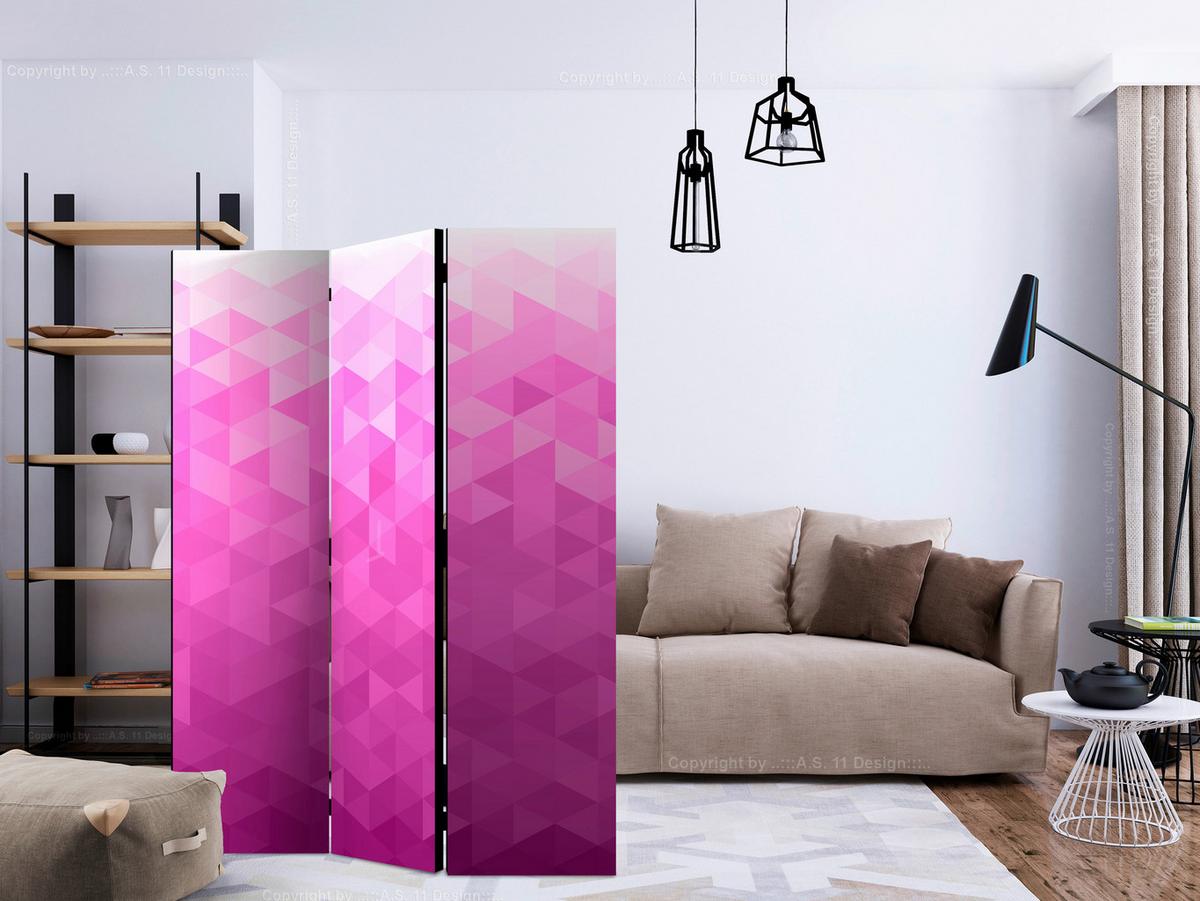 Paravent Weiß Pink B: 135 Cm - Pink/Weiß, Basics, Holz/Textil (135/172/3cm) - artgeist