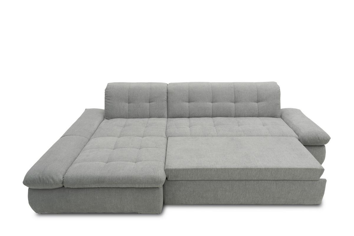 Ecksofa mit Schlaffunktion Moric Grau Mikrofaser - Chromfarben/Grau, KONVENTIONELL, Textil (172/300cm) - MID.YOU