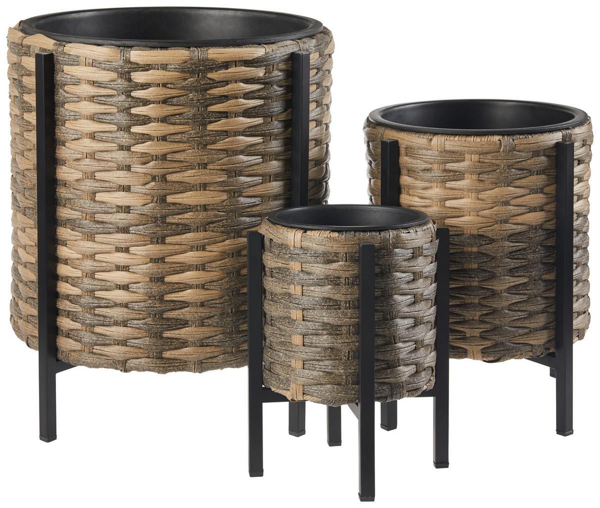 Übertopf Salli - Braun, MODERN, Kunststoff/Metall (17/26cm) - Luca Bessoni