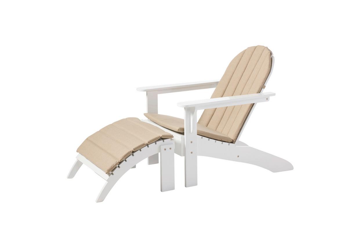 Gartenliege Adirondak, Weiß 105x88x80 cm - Weiß Hochglanz, Natur, Holz (105/88/80cm) - Gardenson