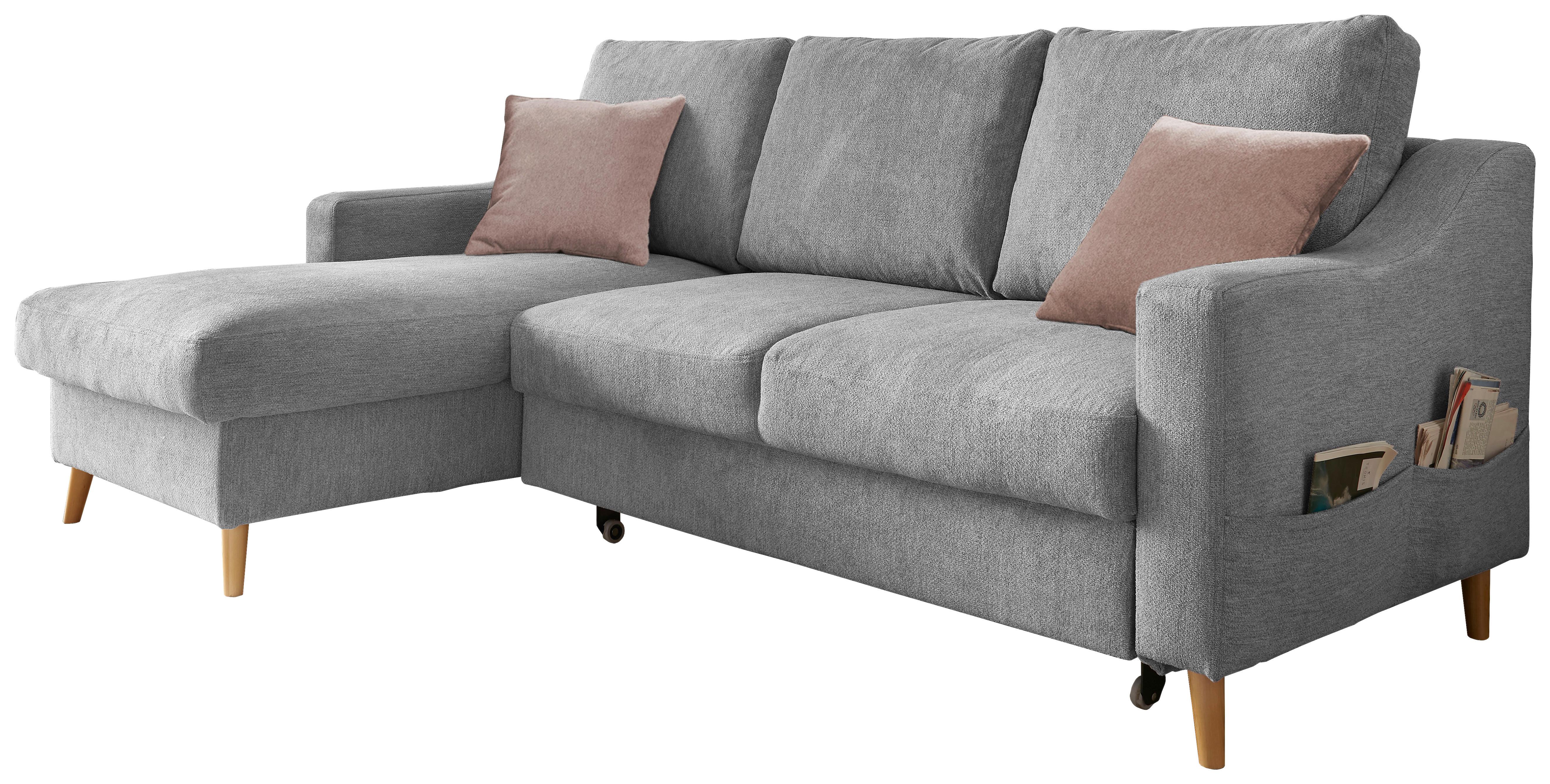 Ecksofa Valentina Grau S: 150/228 Cm - Dunkelrosa/Naturfarben, Design, Textil (150/228cm) - MID.YOU