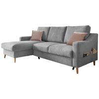 Ecksofa Valentina Grau S: 150/228 cm - Dunkelrosa/Naturfarben, Design, Textil (150/228cm) - MID.YOU