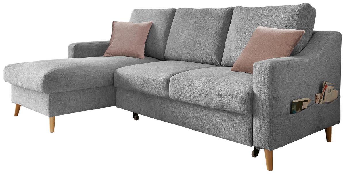 Ecksofa Valentina Grau S: 150/228 cm - Dunkelrosa/Naturfarben, Design, Textil (150/228cm) - MID.YOU