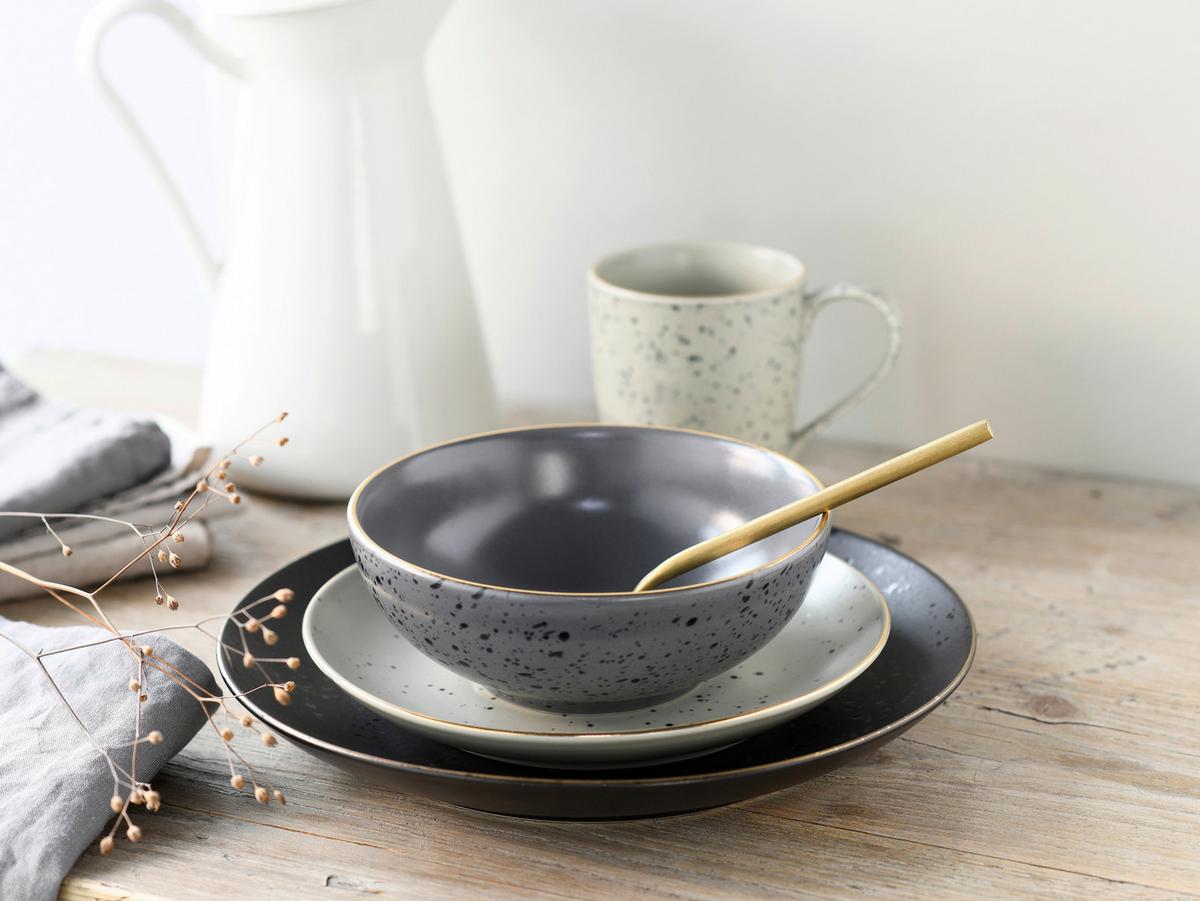 Kombinovaný servis 16-dílny - čierna/sivá, Trend, keramika (33/34/32cm) - Creatable