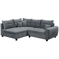 Ecksofa Mit Schlaffunktion + Kissen Lea, Polyester-Nylon - Anthrazit, Basics, Textil (176/248cm) - MID.YOU