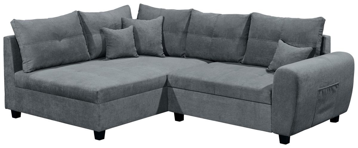 Ecksofa Mit Schlaffunktion + Kissen Lea, Polyester-Nylon - Anthrazit, Basics, Textil (176/248cm) - MID.YOU