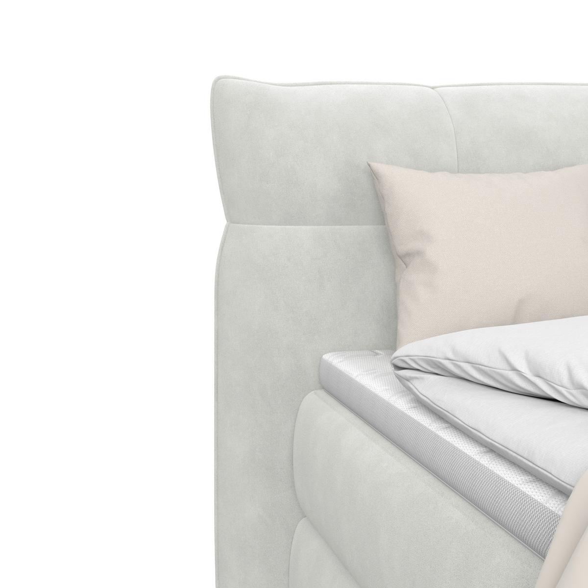 Boxspringbett Carmelo Creme 140x200 cm H3 - Creme/Schwarz, Trend, Textil (140/200cm)