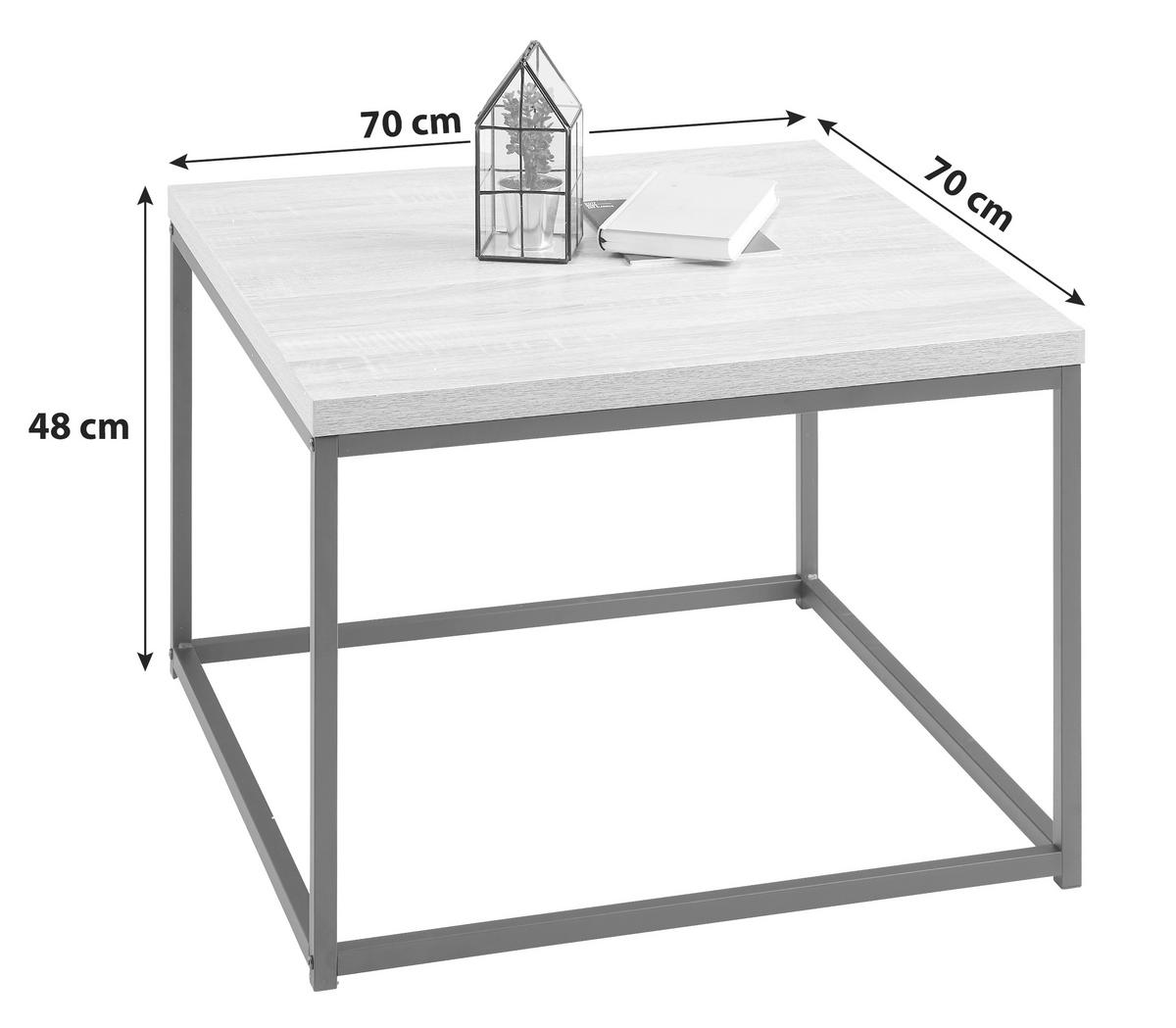 Couchtisch Massa, Eichefarben/Schwarz - Schwarz/Sonoma Eiche, LIFESTYLE, Holzwerkstoff/Metall (70/70/48cm) - MID.YOU