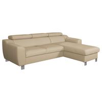 Ecksofa Aspen Beige S: 242 cm - Chromfarben/Beige, Design, Leder/Textil (242/176cm) - Livetastic