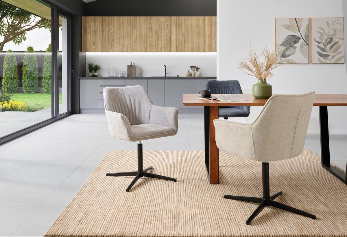 Armlehnstuhl Pat Taupe, Sitzfl. 360° Drehbar - Taupe/Schwarz, KONVENTIONELL, Holz/Textil (60/86.5/61cm) - MID.YOU