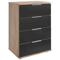 Nachkästchen Eiche Dekor H: 74 cm Saigon - Eichefarben/Schwarz, MODERN, Glas/Holzwerkstoff (52/74/38cm) - P & B