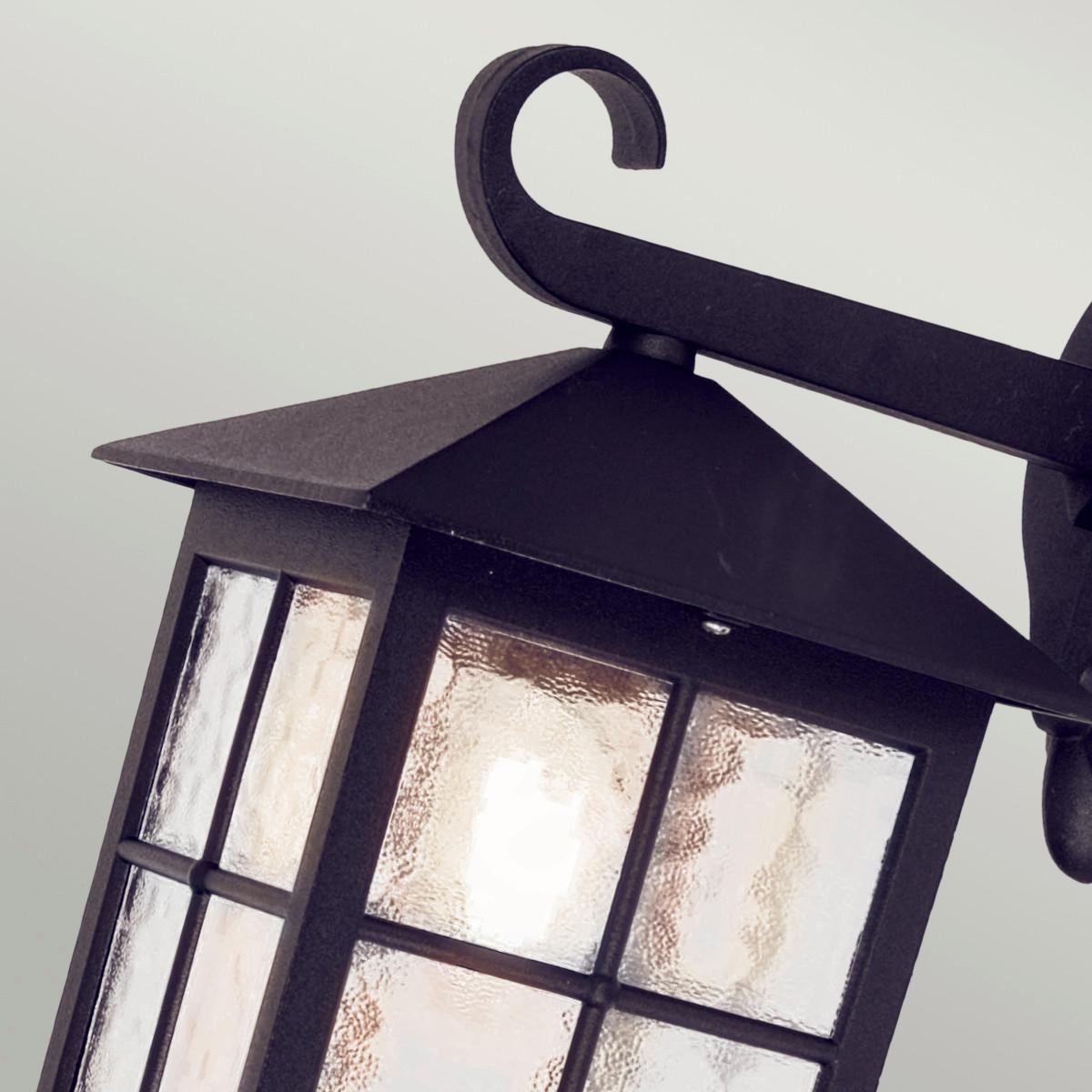 Außenwandleuchte 100 Watt Metall Glas, Wandmontage - Schwarz, KONVENTIONELL, Glas/Metall (18.5/33.5/23.7cm) - Elstead Lighting