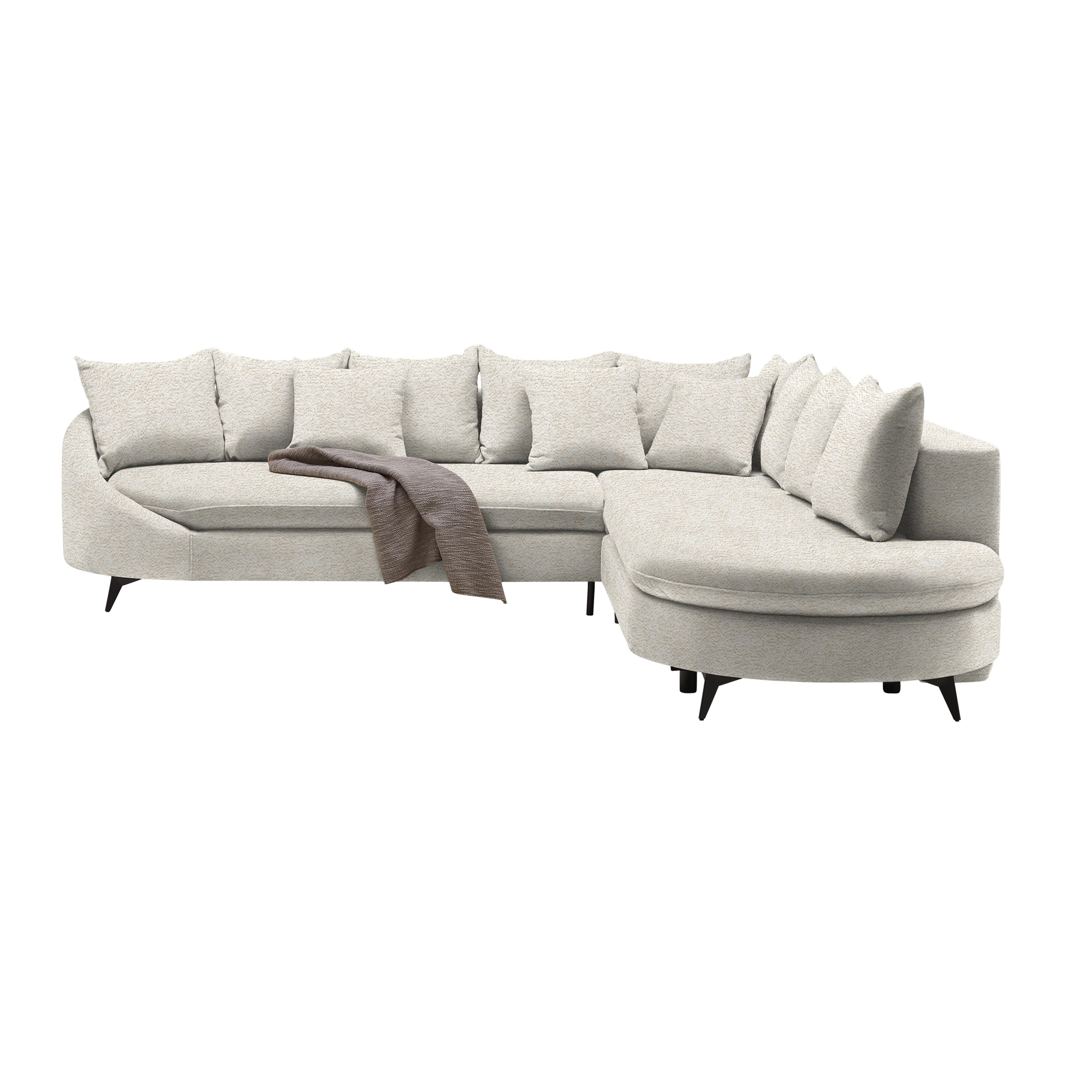 Rohová sedačka AXEL, pravá, béžová tkanina - černá/béžová, Moderní, kov/textil (291/250cm) - Mömax