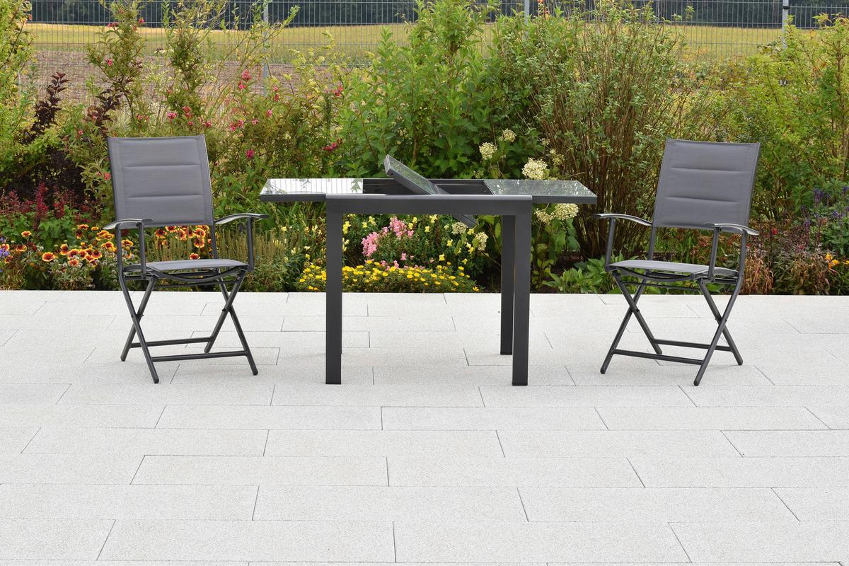 Gartenset Florenz - Graphitfarben/Grau, MODERN, Textil/Metall - Gardenson