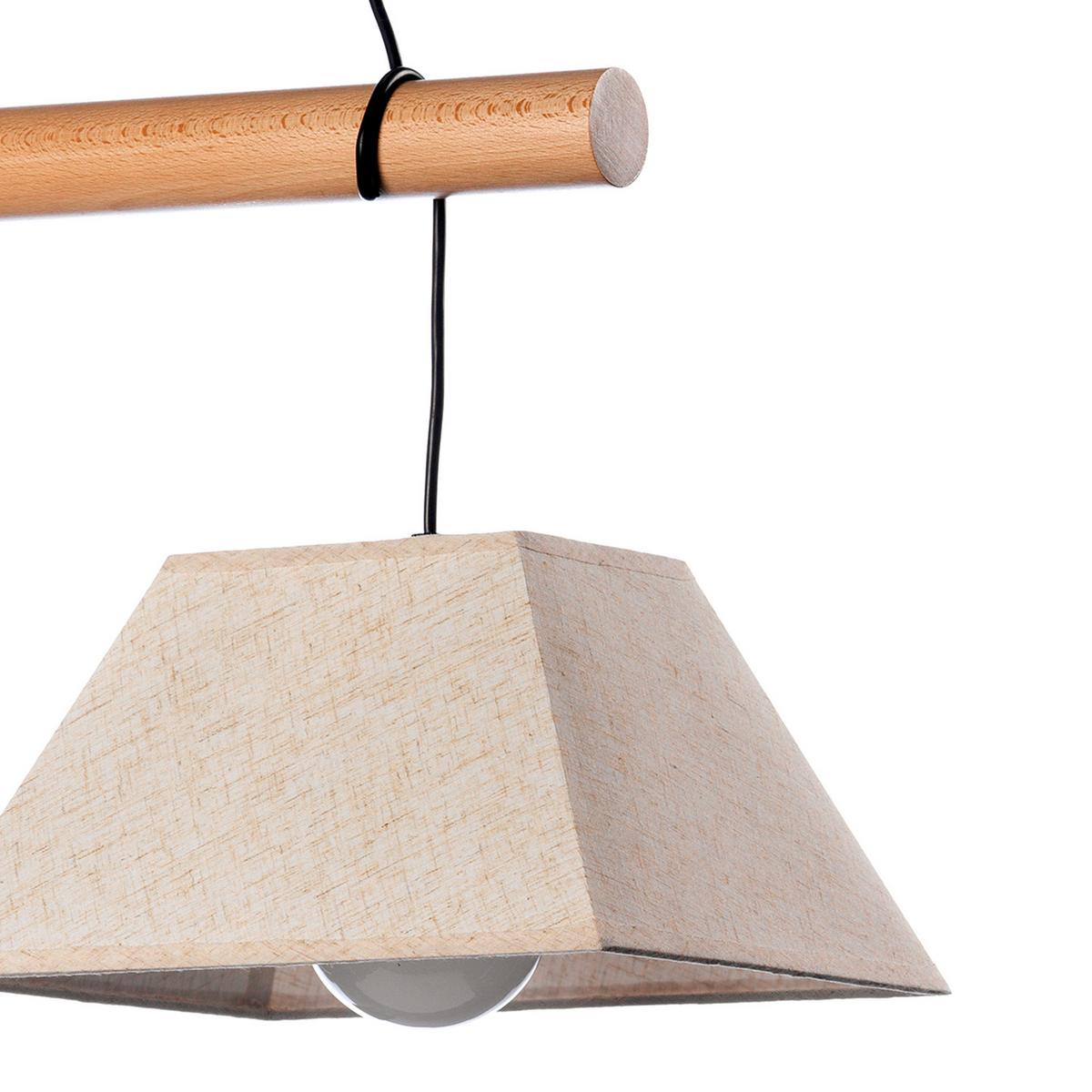 Hängeleuchte 5016/2p - Hellbraun/Schwarz, Natur, Holz/Textil (60/24/90cm)