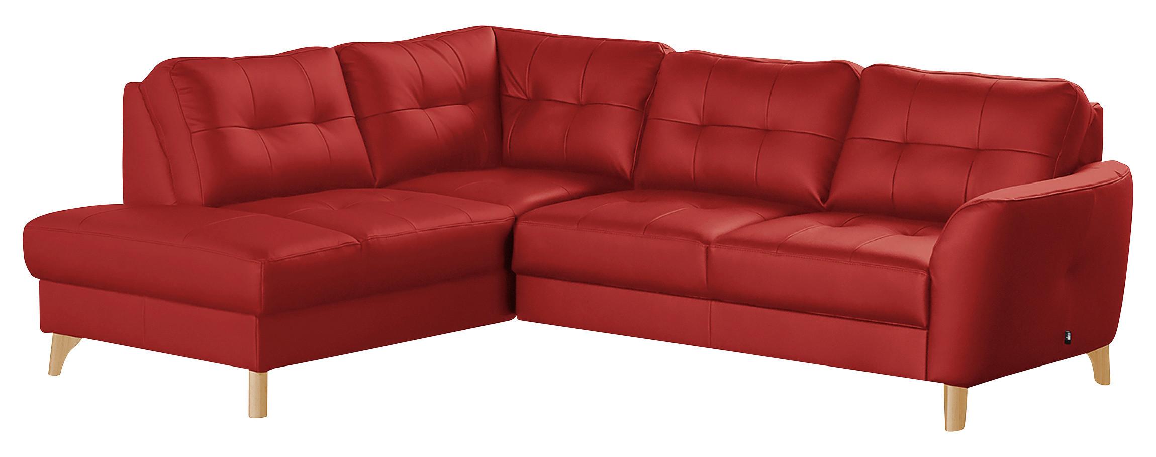 Ecksofa Nordic Rot S: 190x236 cm - Buchefarben/Rot, Design, Leder/Textil (190/236cm) - Livetastic