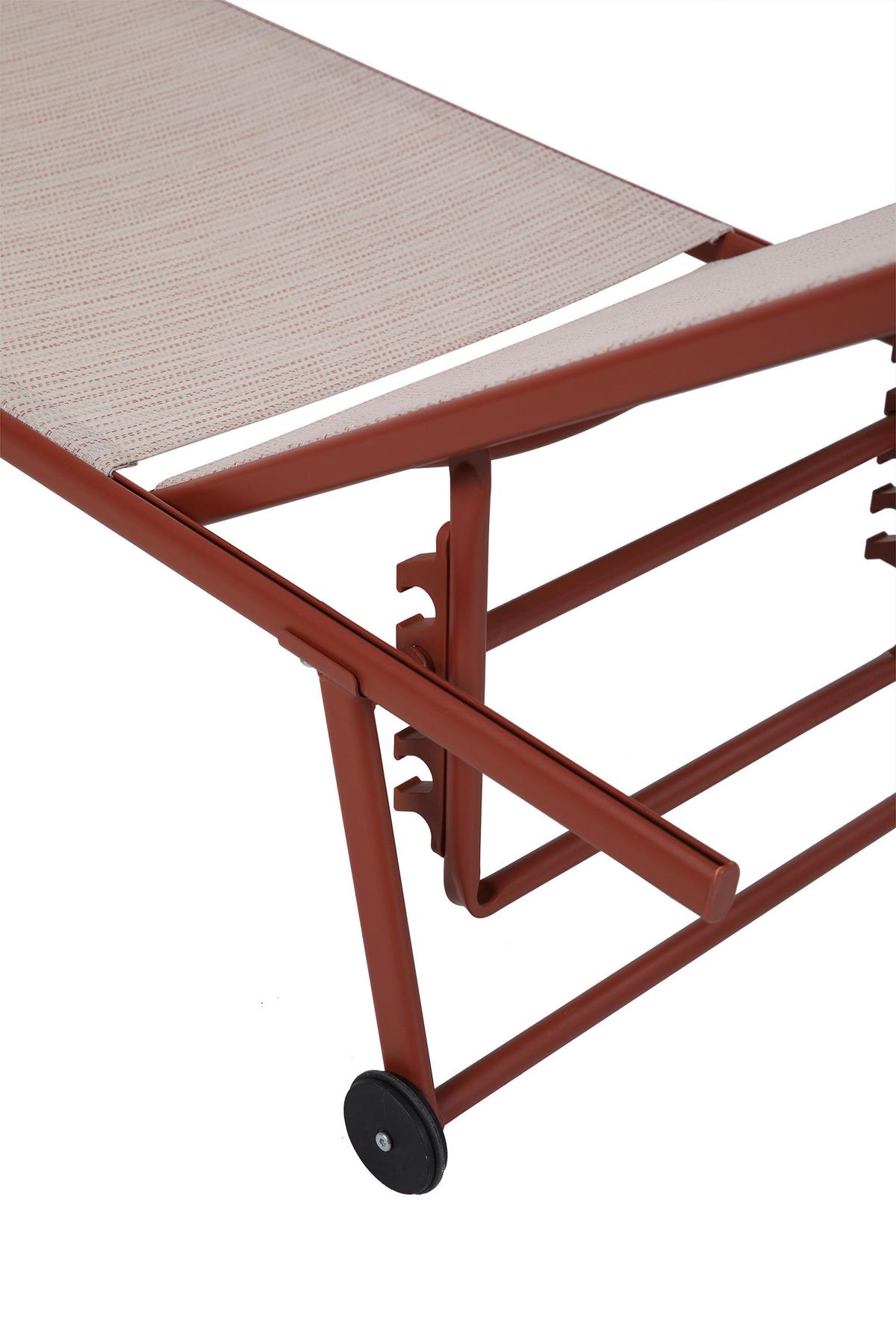 Dreibeinliege 2x Travis – Sonnenliege - Terracotta, Basics, Textil/Metall (55/97/185cm)