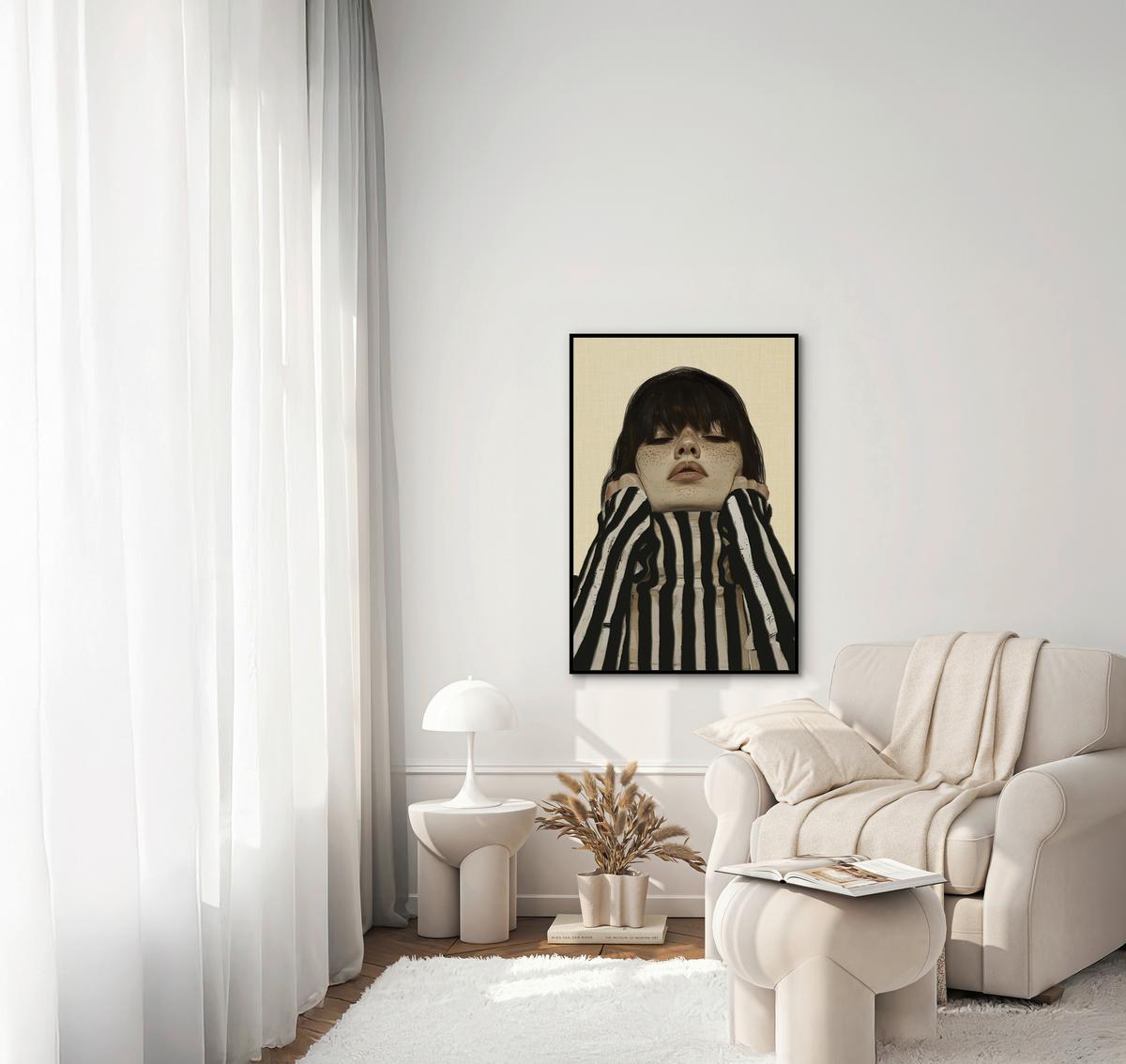 Obraz na plátně Denise, ca. 60/90cm - černá/béžová, Moderní, kompozitní dřevo/textil (60/90cm) - Premium Living