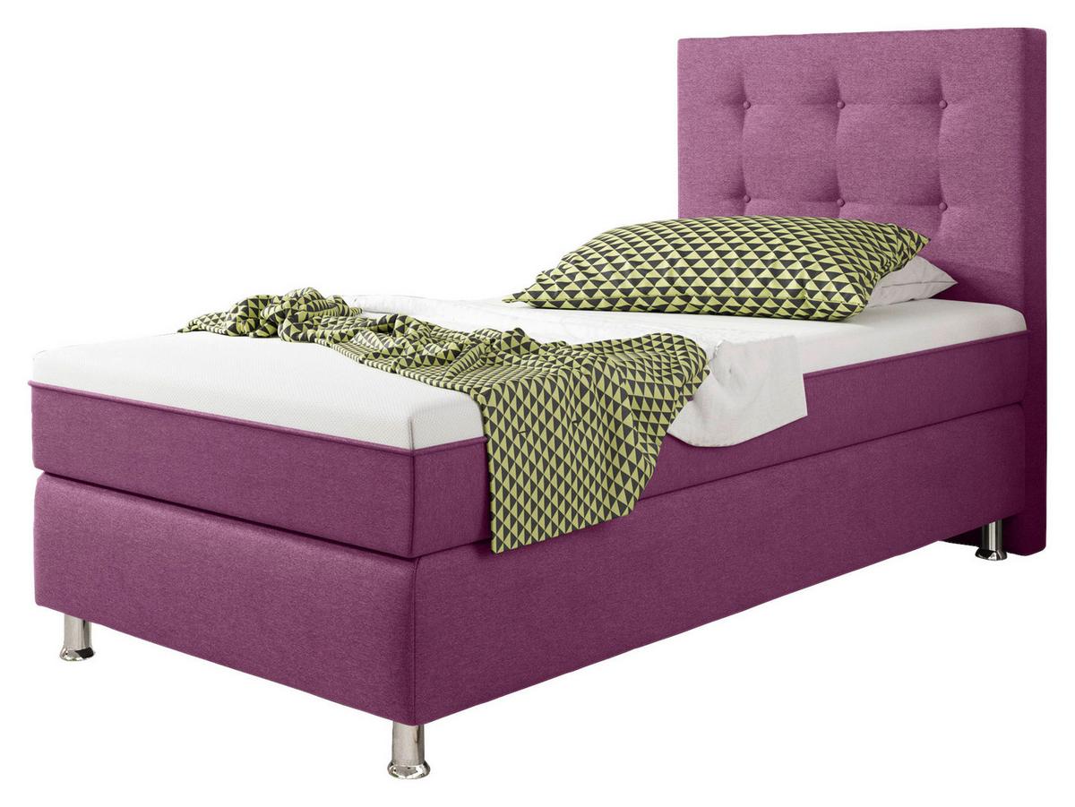 Boxspringbett 90x200 cm Köln Plus - Pink/Silberfarben, KONVENTIONELL, Textil (90/115/210cm) - MID.YOU