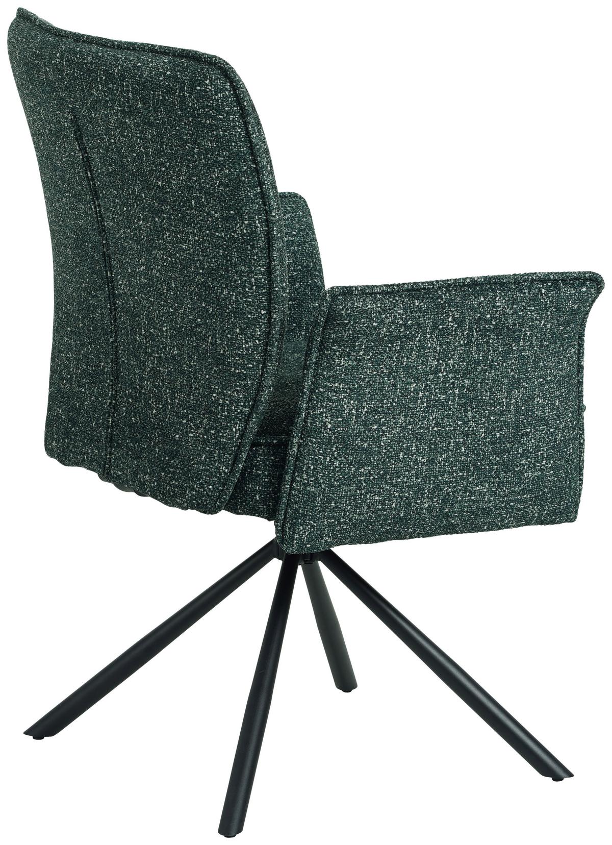 Vierfußstuhl Ellen II Webstoff Grün, B: 49 cm - Schwarz/Grün, MODERN, Textil/Metall (49/90/60cm)