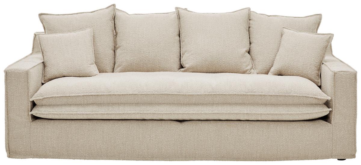 3-sitzer-sofa Beige Bouclé - Beige/Schwarz, Trend, Textil (227/92/105cm) - Livetastic