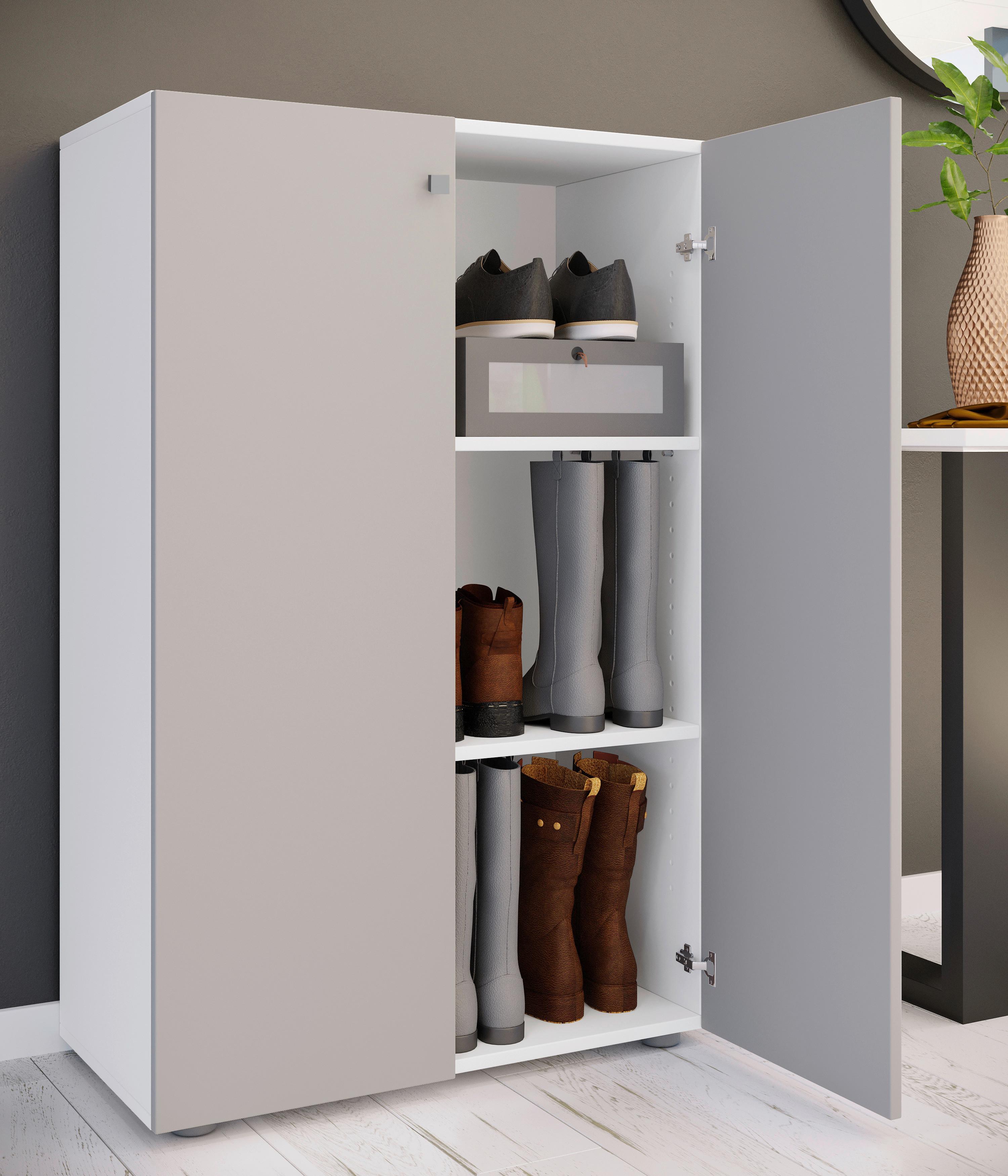 Schuhschrank Lona Grau Weiß - Schwarz/Weiß, Design, Holzwerkstoff (70/110/39cm) - MID.YOU