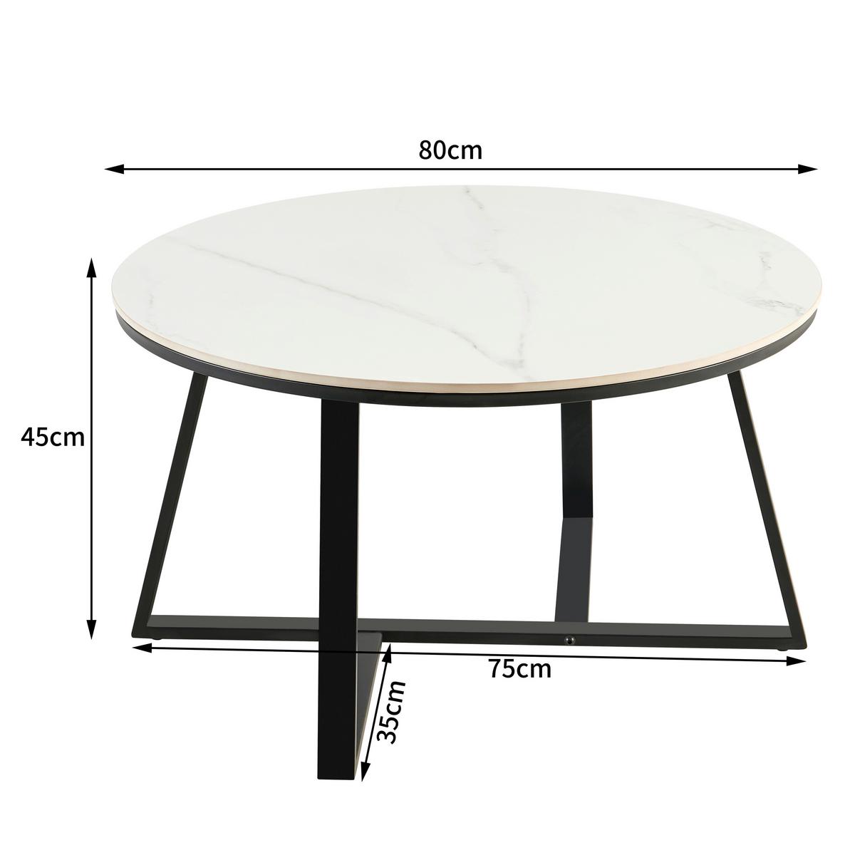 Dohányzóasztal Oliena 32 - fekete/fehér, Modern, fém/kerámia (80/45/80cm)