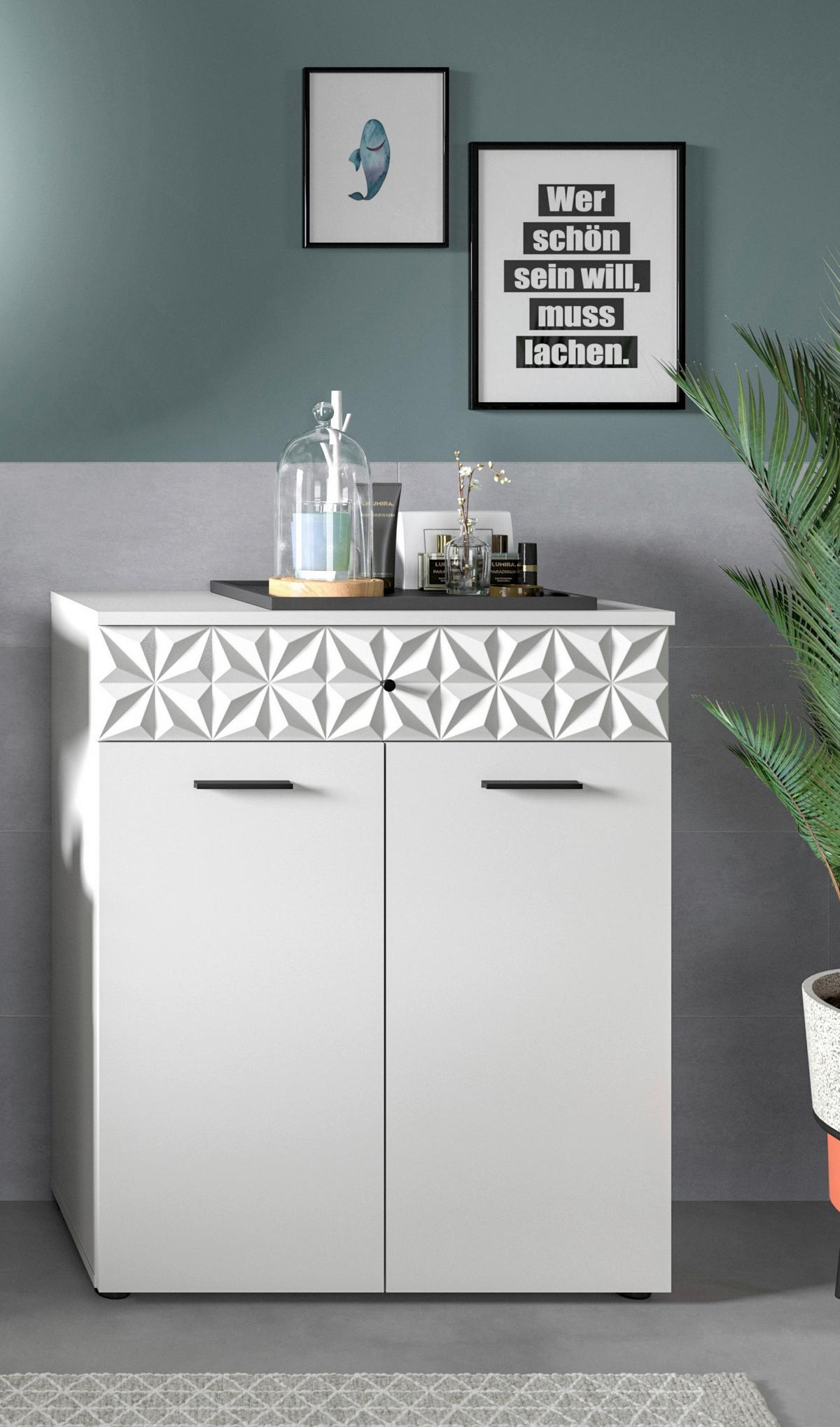 Unterschrank Prisma Weiß B: 70 Cm - Schwarz/Weiß, MODERN, Holzwerkstoff (70/85/34cm) - MID.YOU
