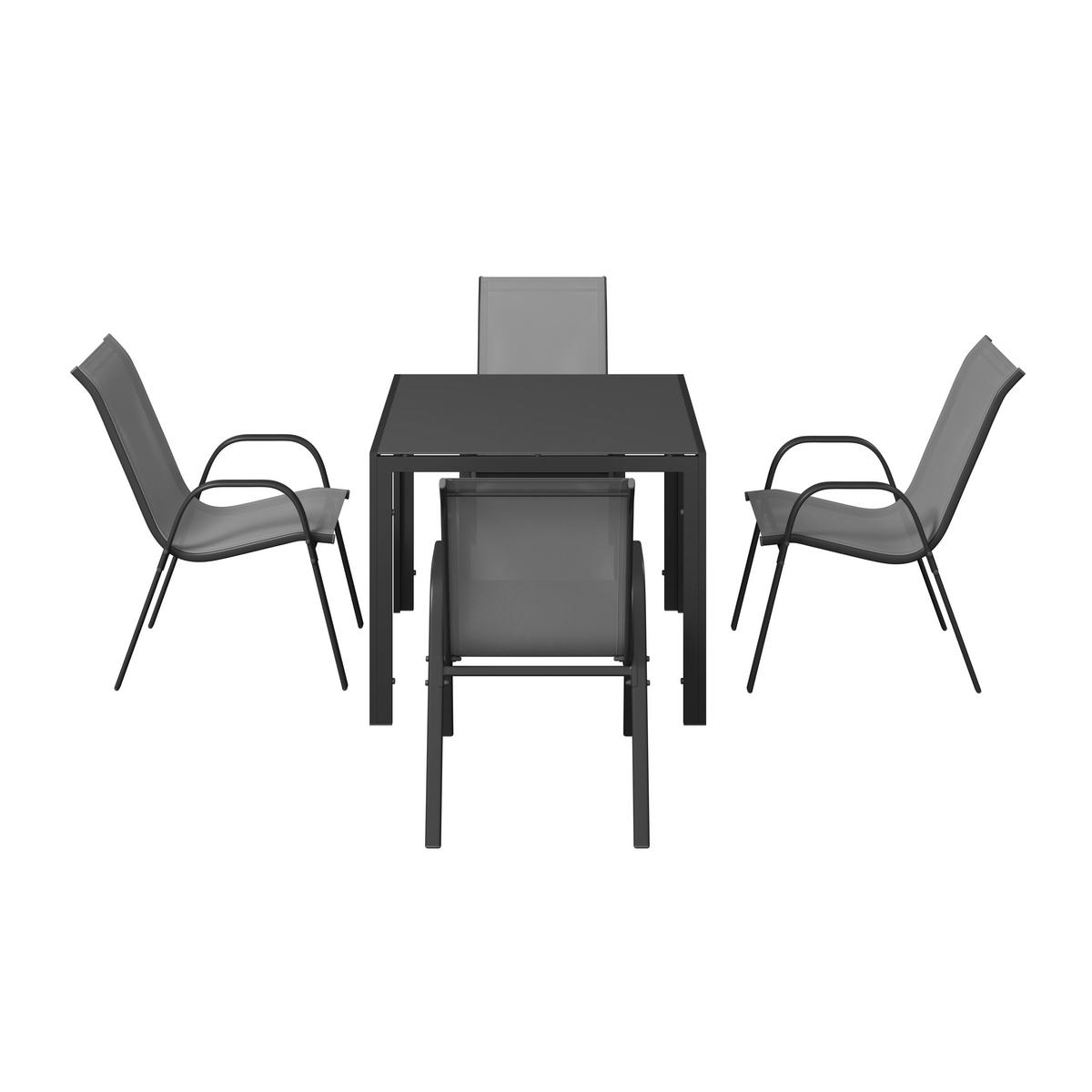 Gartenset Barcelona - Dunkelgrau, MODERN, Glas/Textil - Beldano