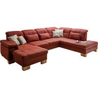 Sedacia súprava U ELLA, pravá, cihlová, bez funkcí - divoký dub/terracotta, Moderní, dřevo/textil (185/341/243cm)