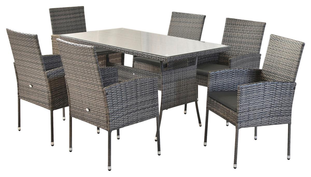 Gartenset Gran Canaria - Grau, MODERN, Kunststoff/Metall - Gardenson